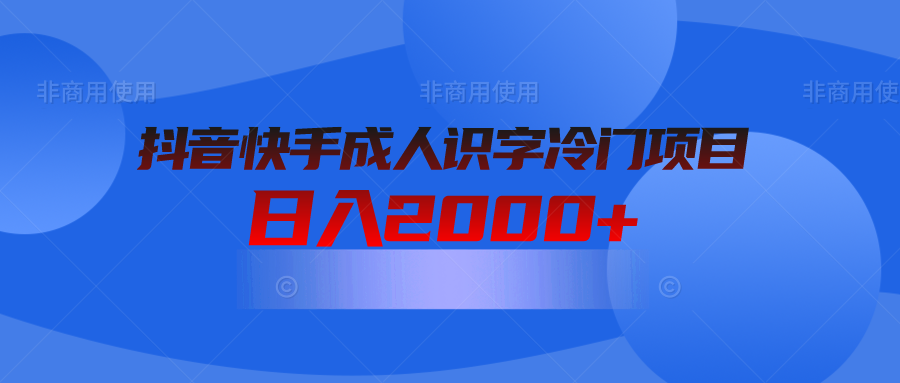 抖音快手成人识字冷门项目日入2000+-新发现项目网新发现项目网